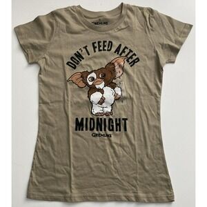 Gremlins Gizmo T-shirt Women Small Khaki Brand New Don't Feed After Midnight